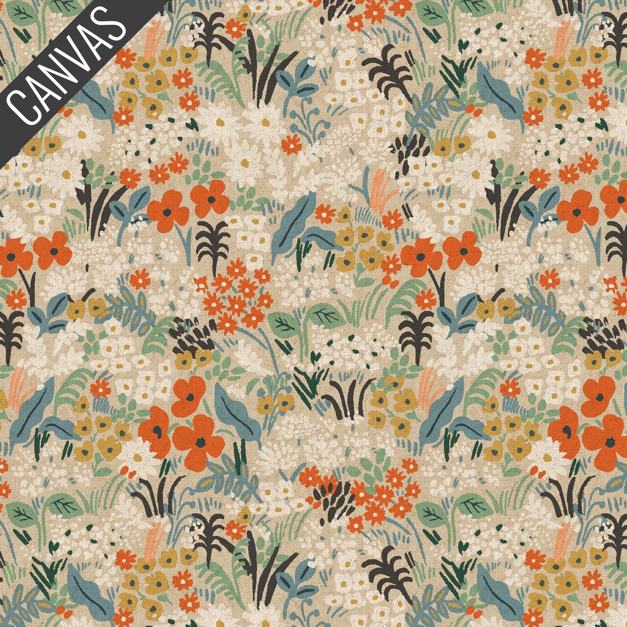 Meadow Canvas in Flax Multi Unbleached (rp204-fm10uc) | Bon Voyage | Rifle Paper Co | Cotton+Steel